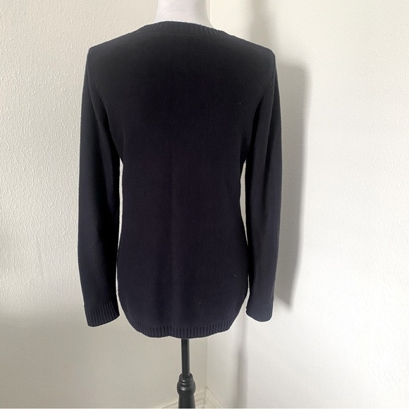 Loft  Cable Knit Sweater Womens Small Navy Crew Neck Long Sleeve - Picture 4 of 6